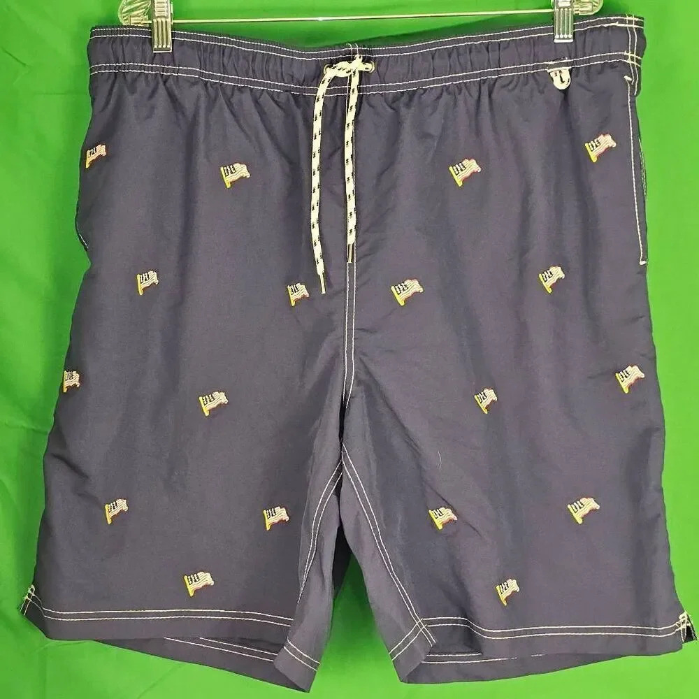 Lands End Mens Navy Blue USA Flag Swim Trunks Board Shorts XL 40 42